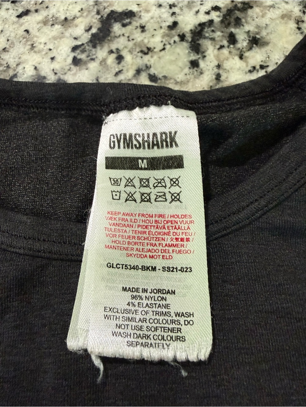 Gymshark Black Athletic Long Sleeve Crop Tank Top - Crew Neck